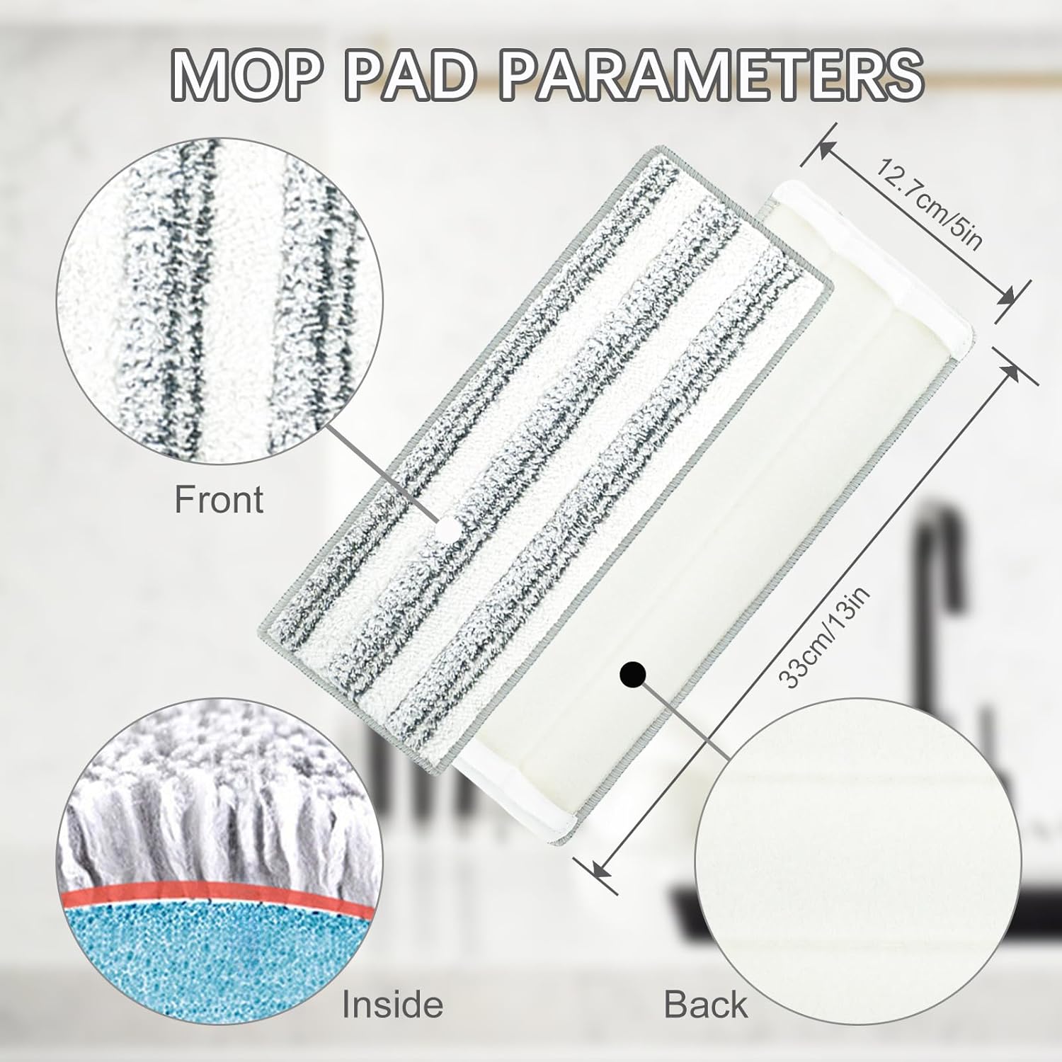 12 Pack Microfiber Mopping Pads - Reusable Washable