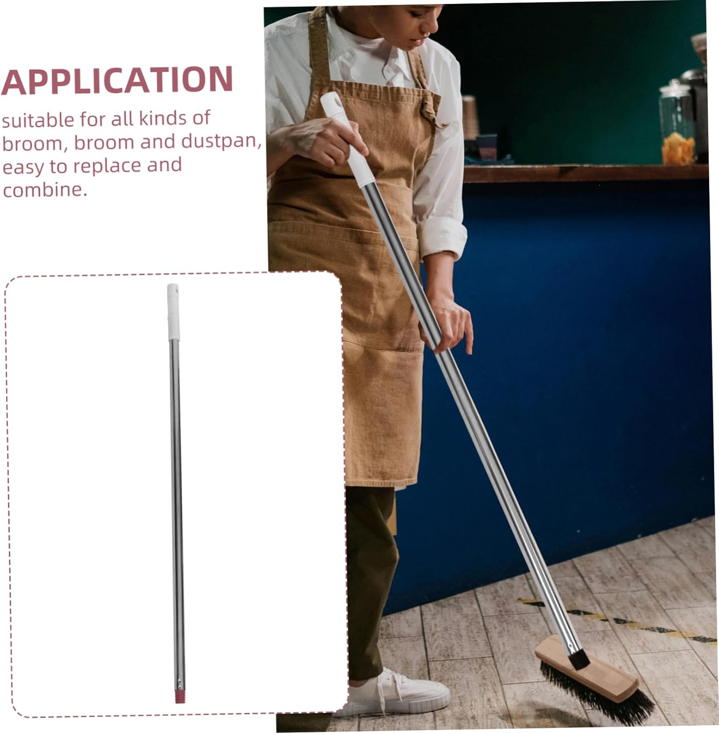 Minkissy Broom Rod Handle Grip with Two Handles