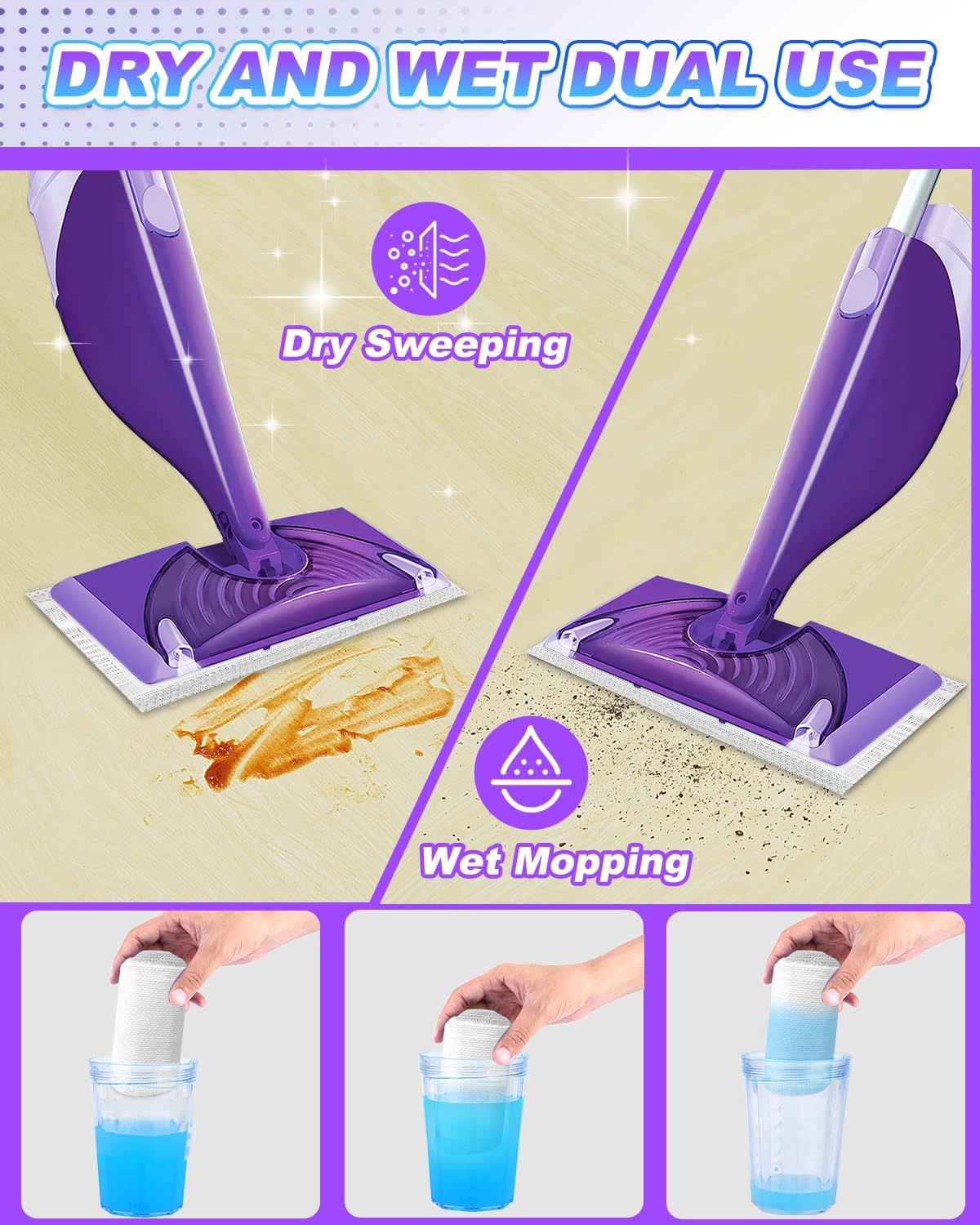 YagoDago 20-Pack Wet Jet Mop Pad Refills - 5 Layers Durable Absorbent