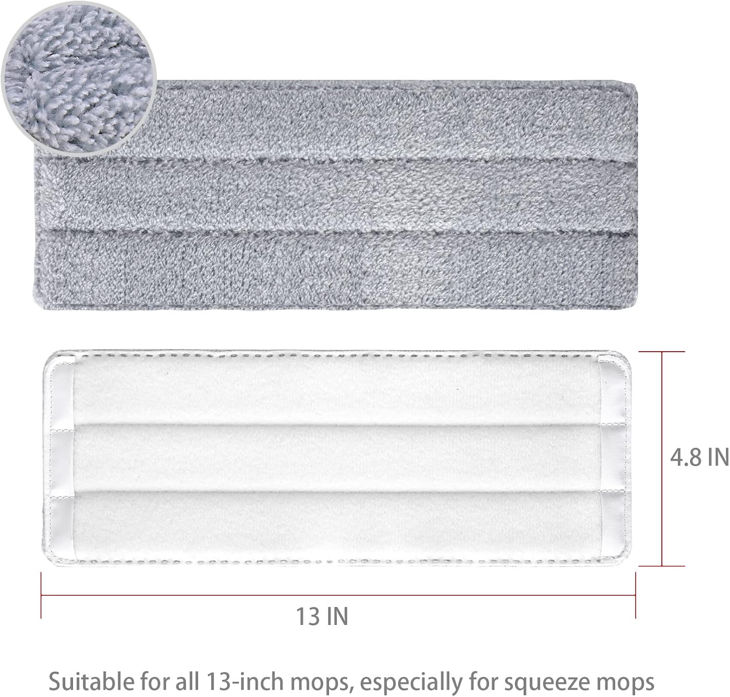 Bycarm 6 Pack Microfiber Mop Pads for 13 Inch Flat Mop