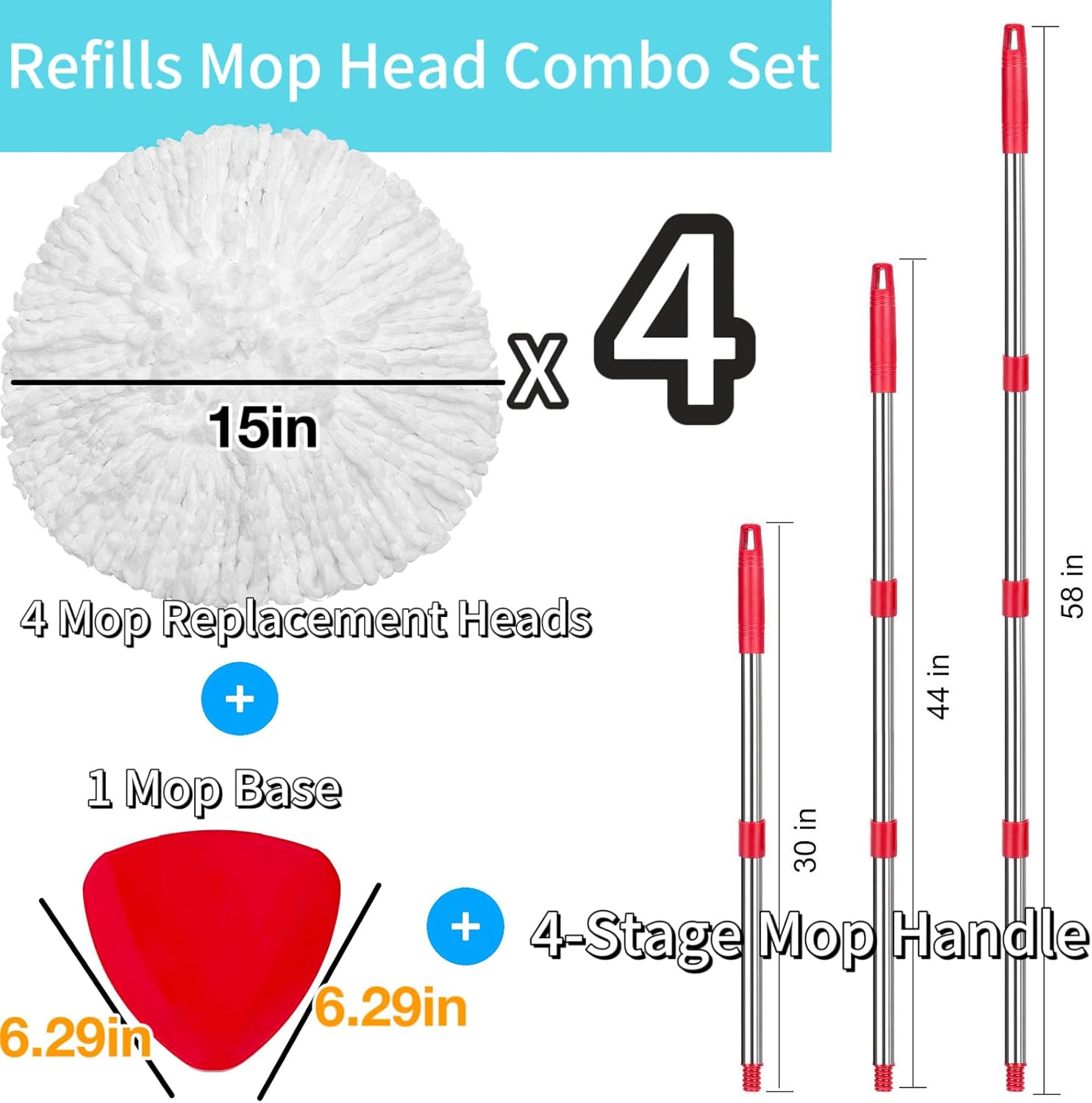 4 Pack Spin Mop Heads for Oceda EasyWring 1-Tank System 1