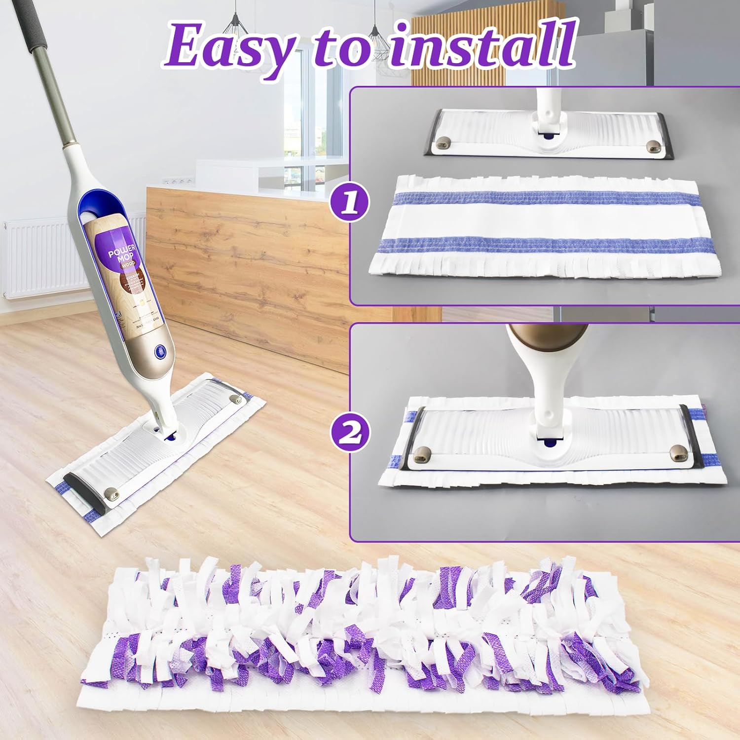 DLAIMI 12 Pack PowerMop Pads Refills for Swiffer
