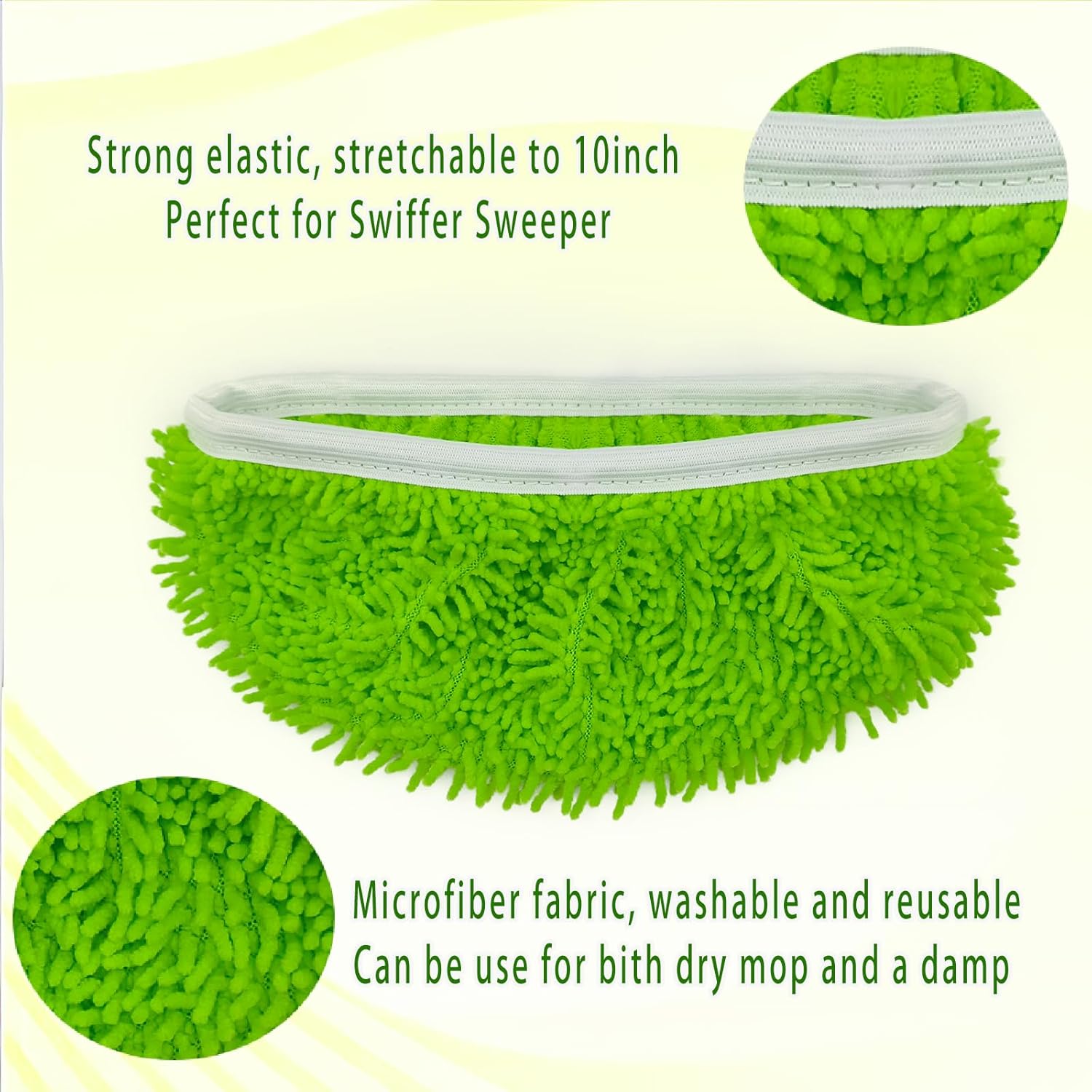 Febsow 8PCS Reusable Microfiber Mop Pads