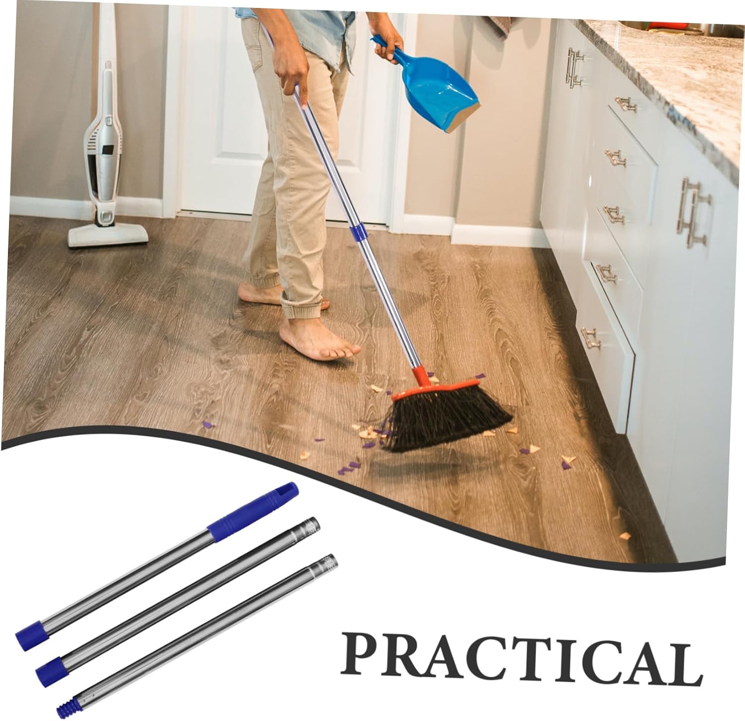 Minkissy 3-Section Mop Handle Replacement Pole