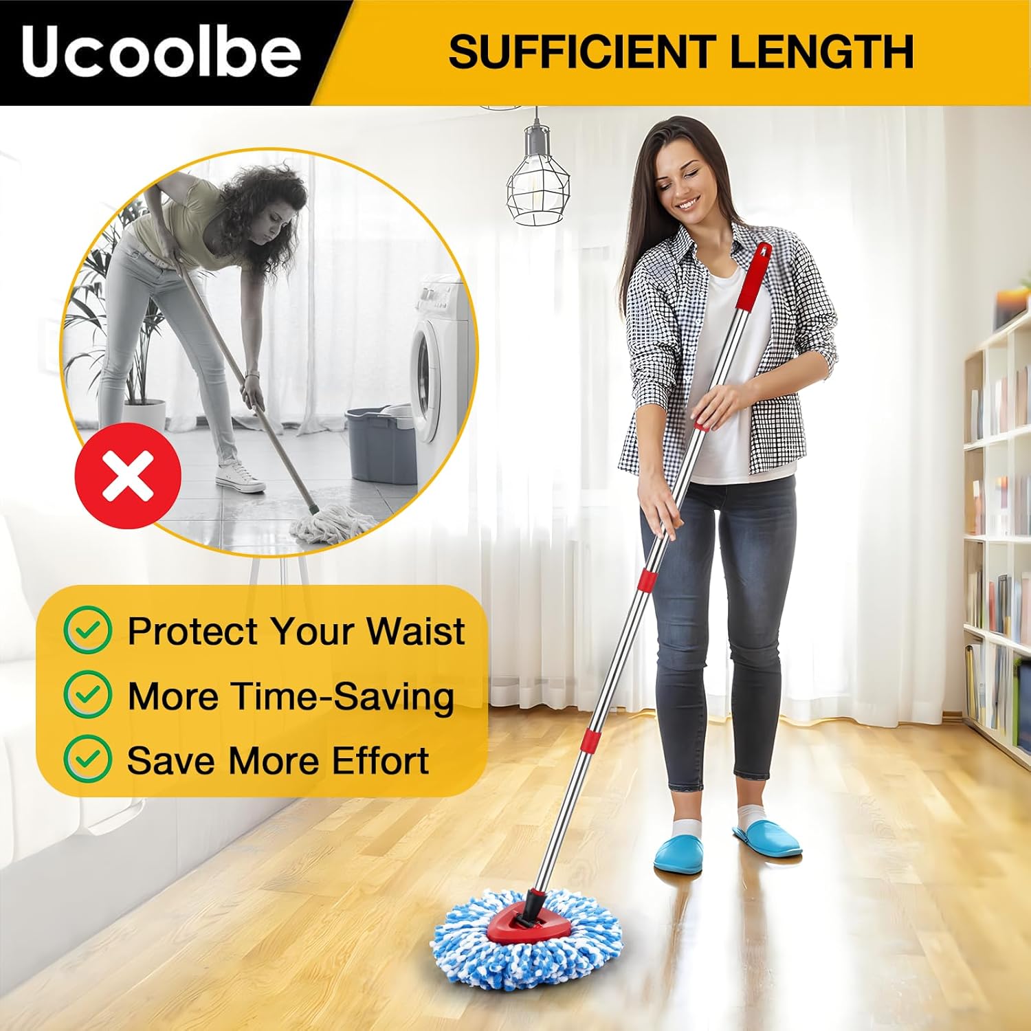 Ucoolbe Spin Mop Replacement Set for O Cedar RinseClean 2 Tanks