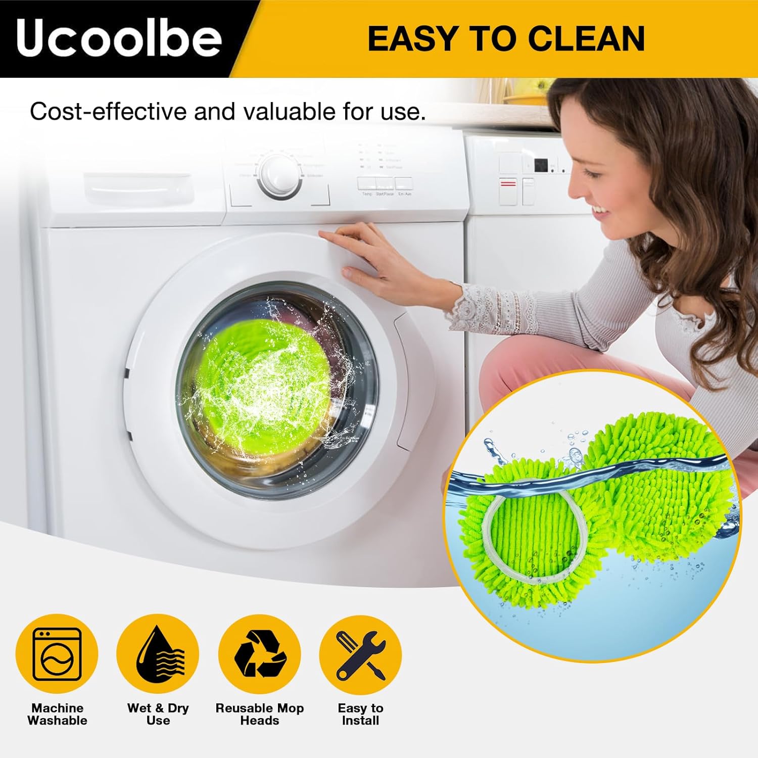 Ucoolbe Chenille Mop Head Refill 3 Pack for O Cedar EasyWring