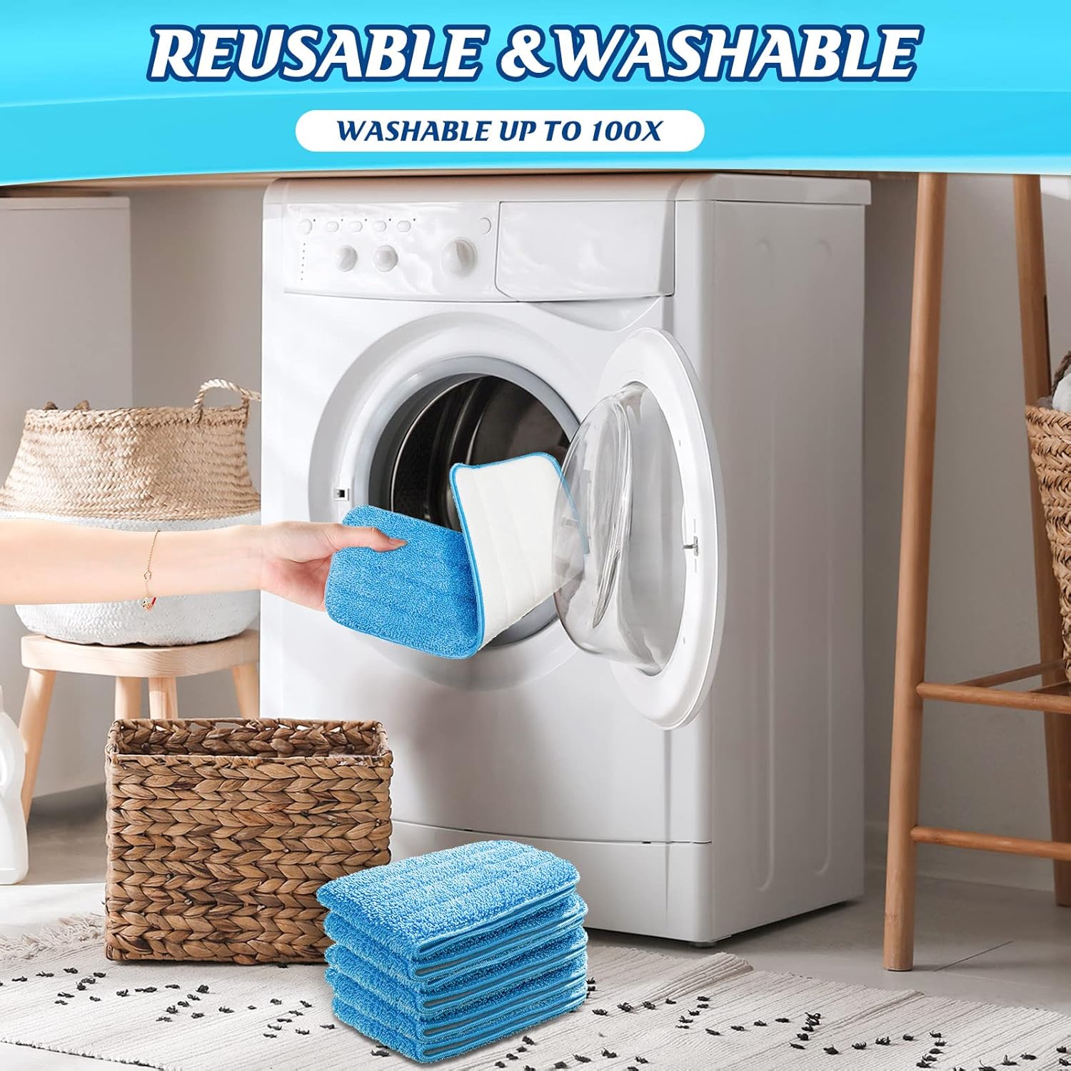 24 Pack Microfiber Mop Pads for Wet Dry Mops