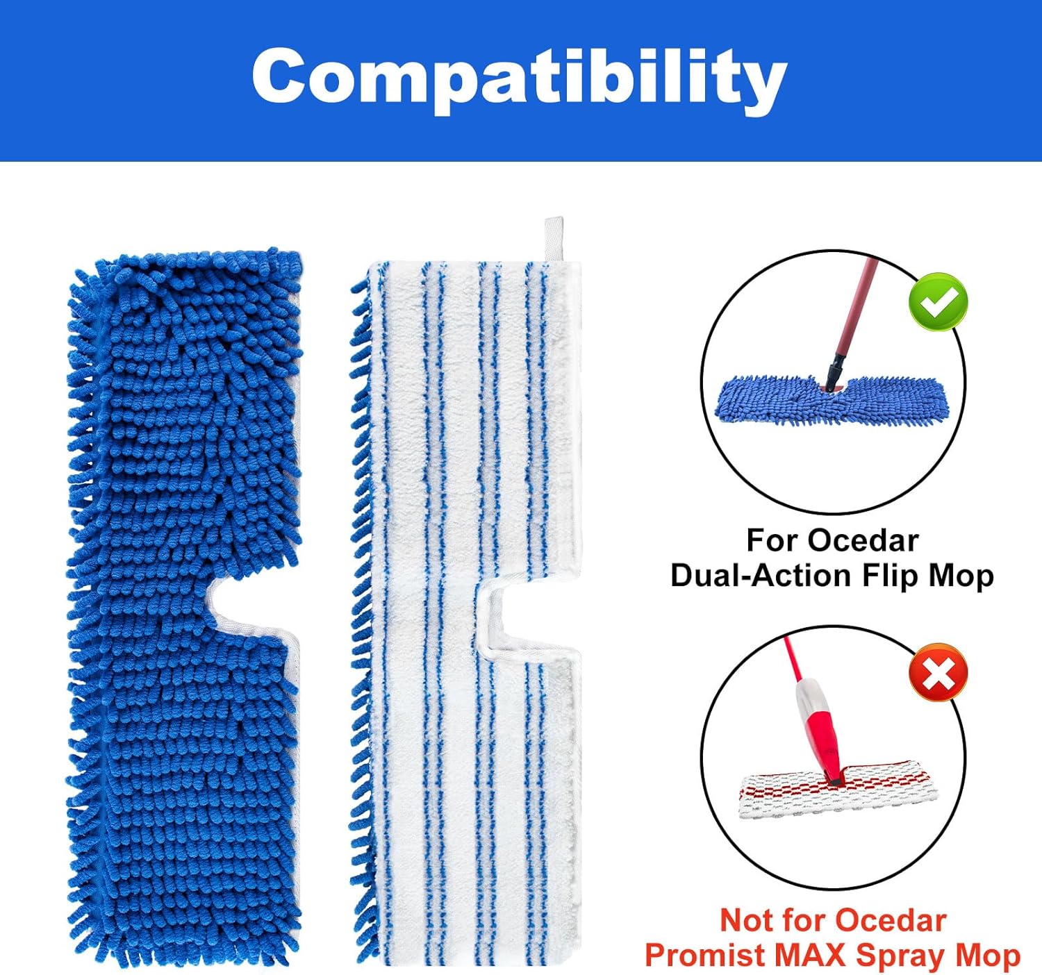 Yuunaie Mop Heads Replacement for O-Cedar Flip Mop 2 Pack 1
