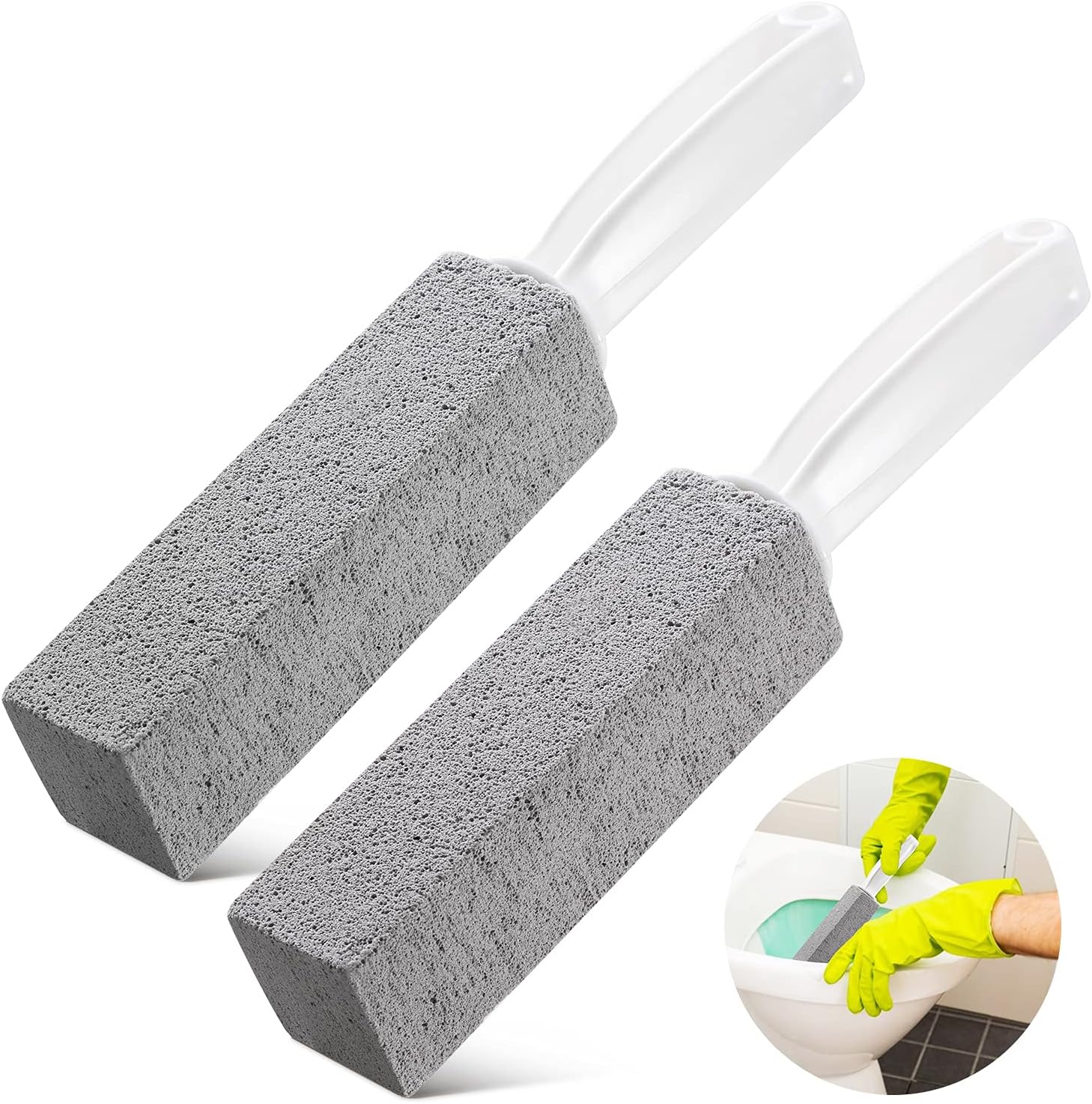2 Pack Toilet Cleaner Pumice Stone with Ergonomic Handle