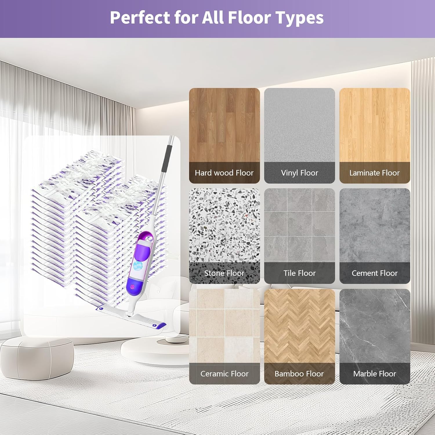 30 Pack PowerMop Replacement Pads for Multi-Surface and Wood Mops