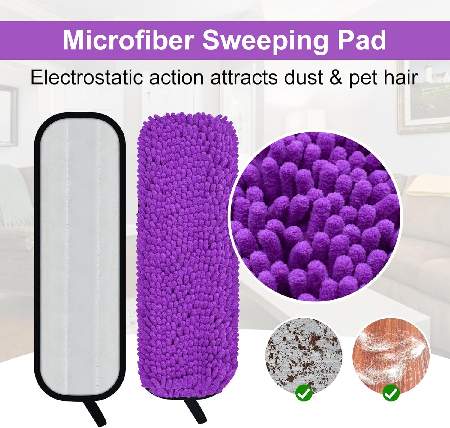 DLAIMI 6 Pack Pet Hair Microfiber Mop Pads Set