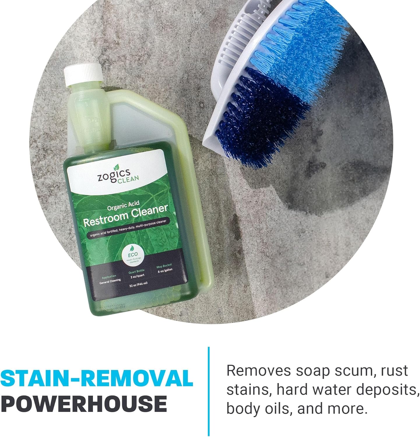 Zogics Organic Acid Bathroom Cleaner 32 oz 1