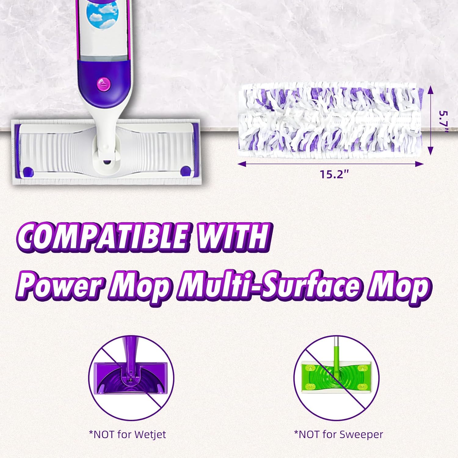 DrFlito 24 Count Swiffer Power Mop Refills - Multi-Surface Clean Unscented