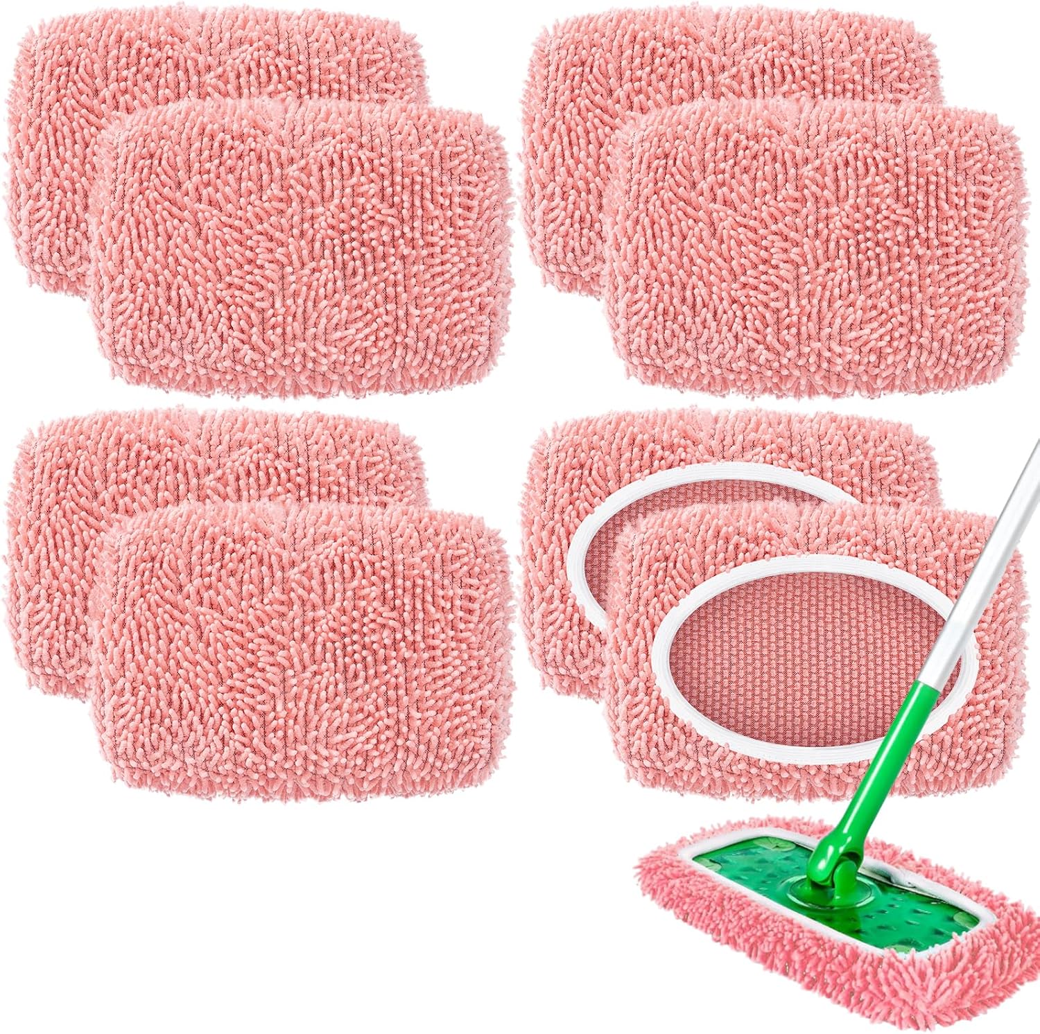 8 Pack Reusable Mop Pads for Swiffer Sweeper - Pink