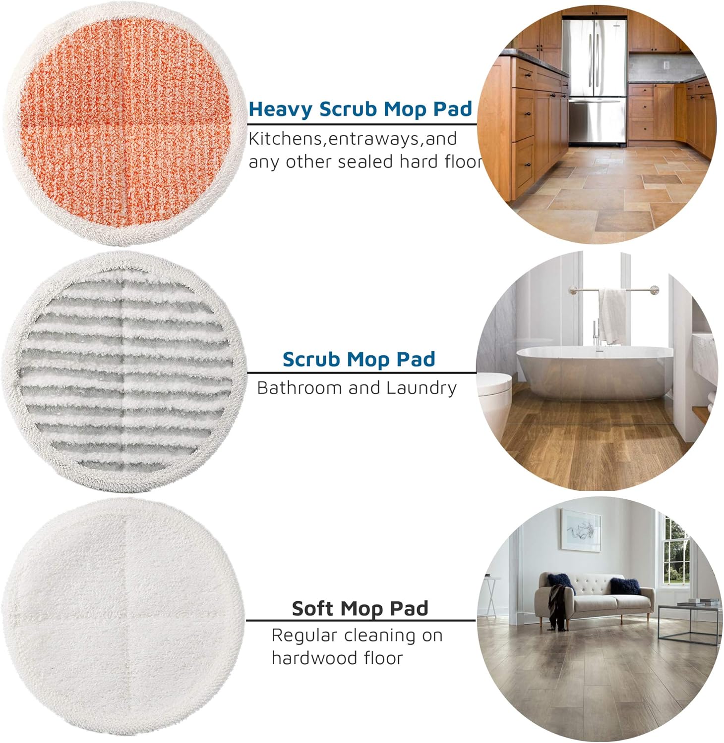 6 Pack Replacement Pads for Bissell Spinwave Hard Floor Mop