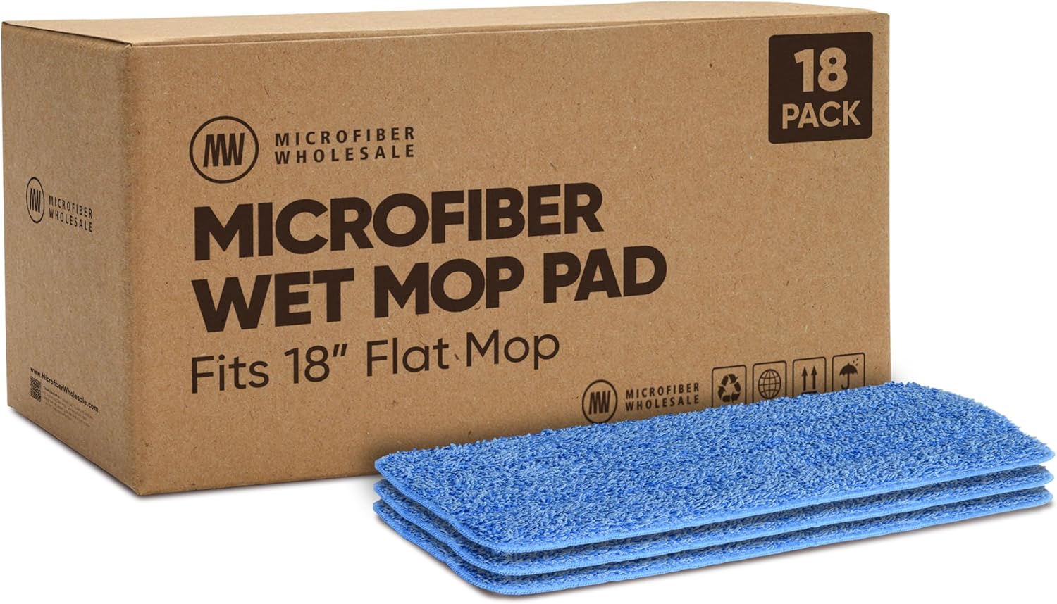18 inch Microfiber Mop Pads - 18 Pack Machine Washable Reusable 1