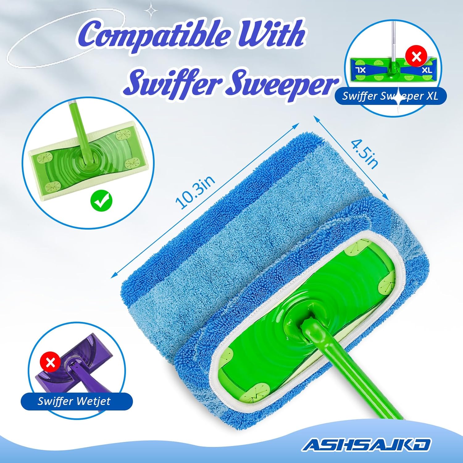 8 Pack Reusable Mop Pad for Swiffer Sweeper