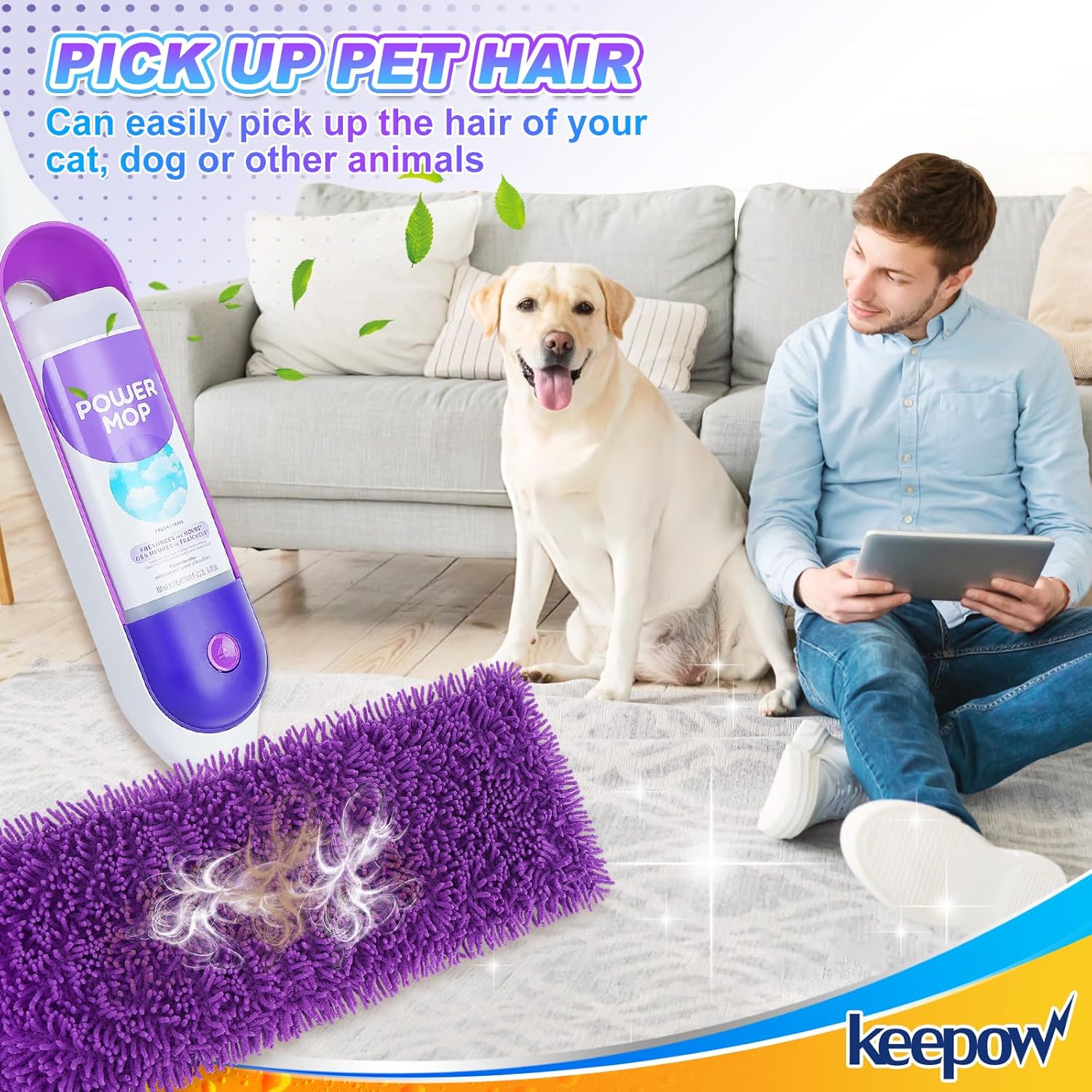 KEEPOW Reusable Microfiber Mop Pads 4 Pack