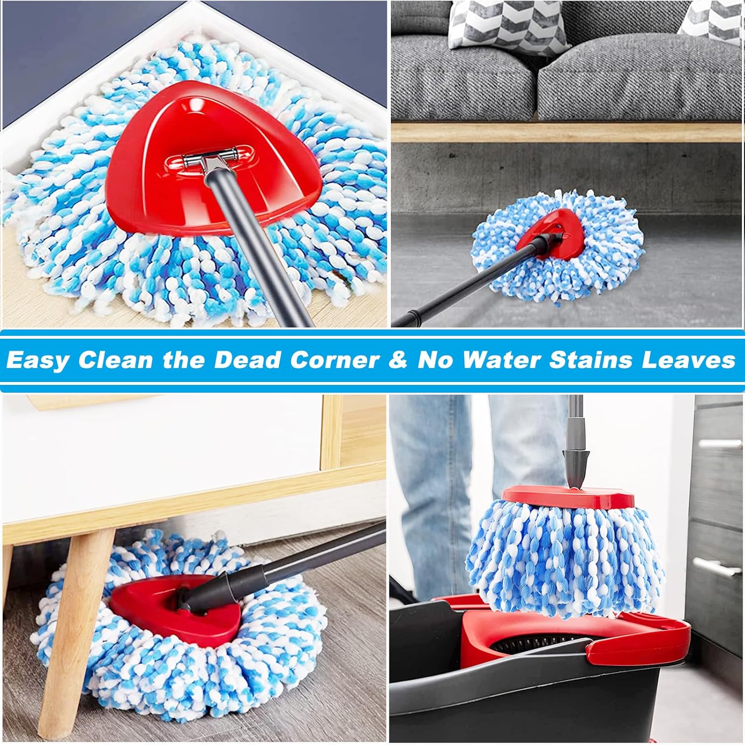 12 Pack Spin Mop Replacement Heads for RinseClean 2-Tank System