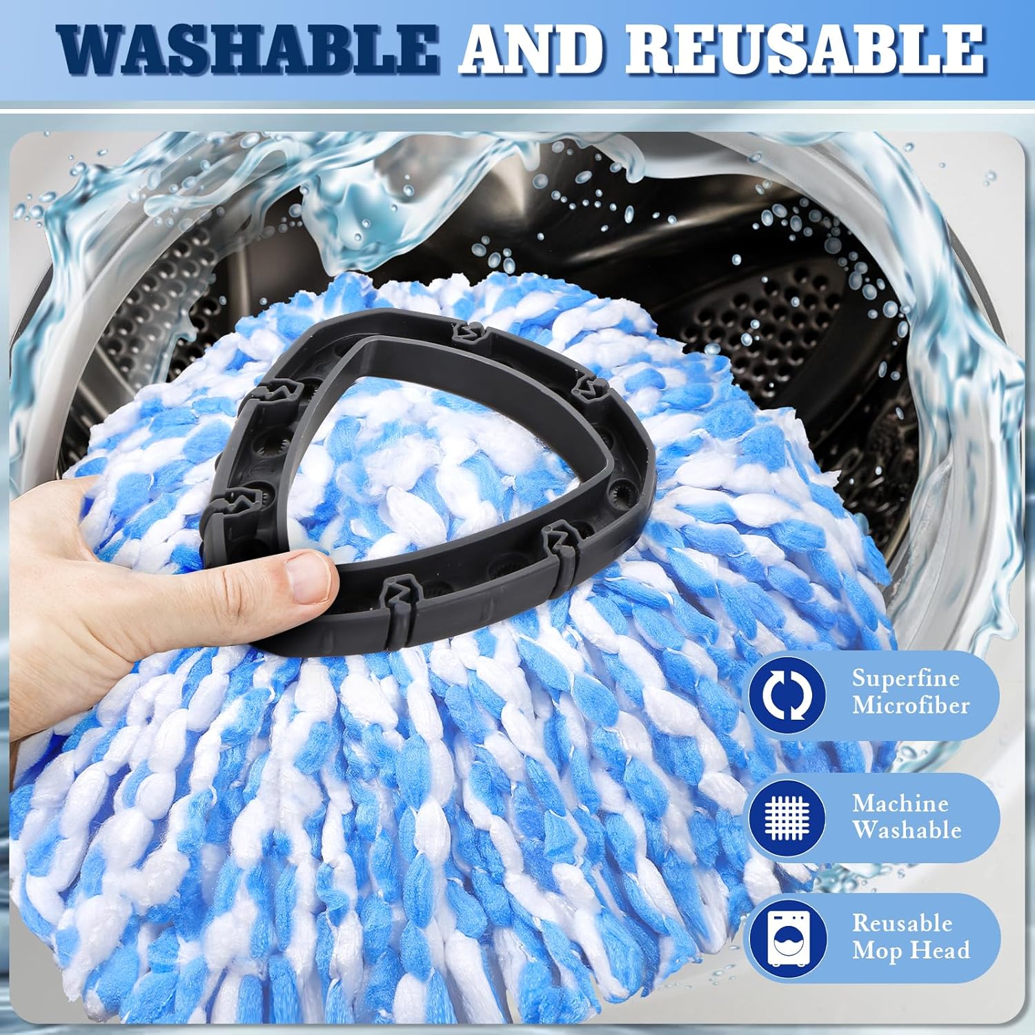 6 Pack Mop Replacement Heads for Oceda RinseClean 2-Tank System