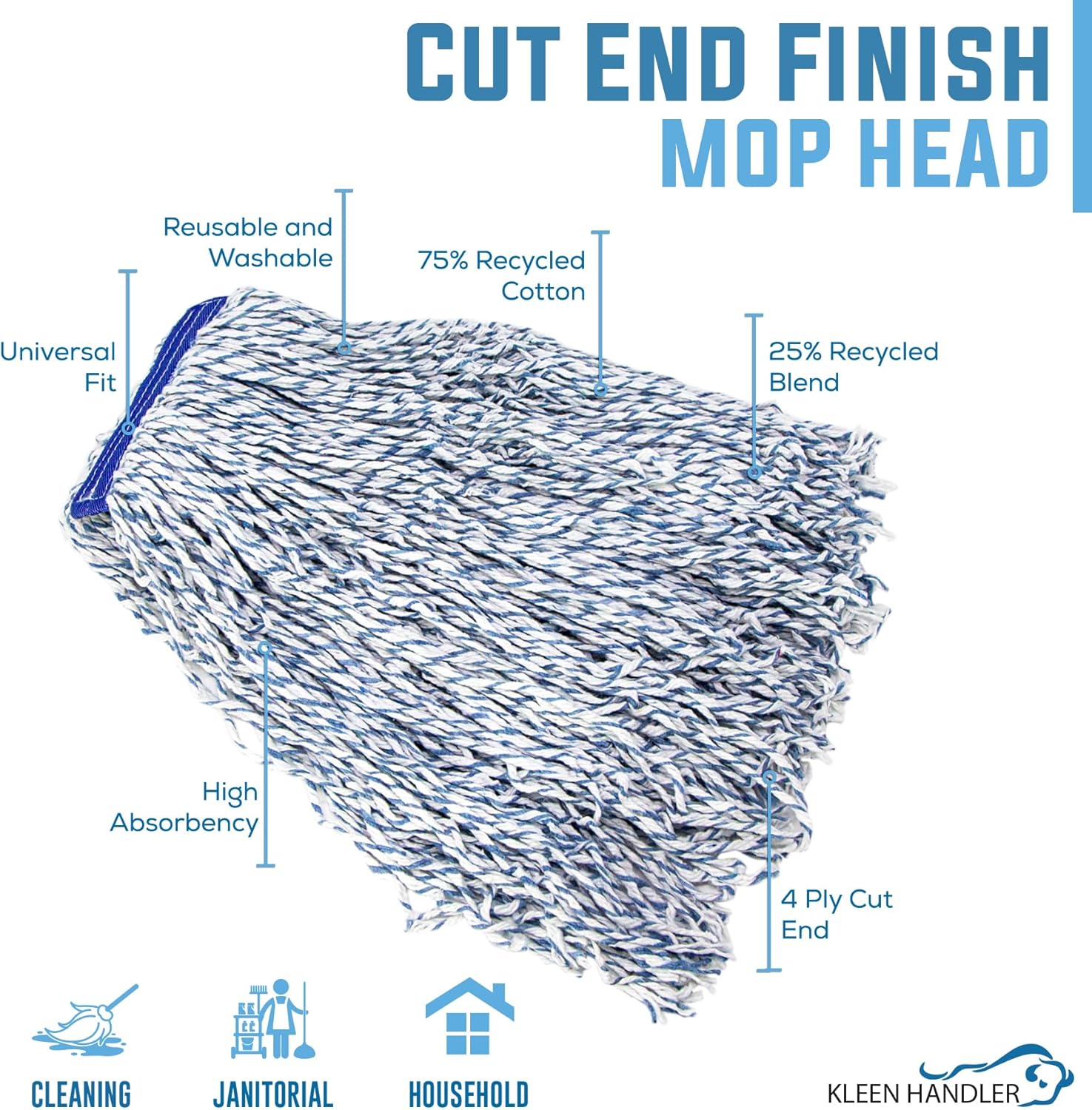 KLEEN HANDLER Cut End Finish Mop Pack of 6