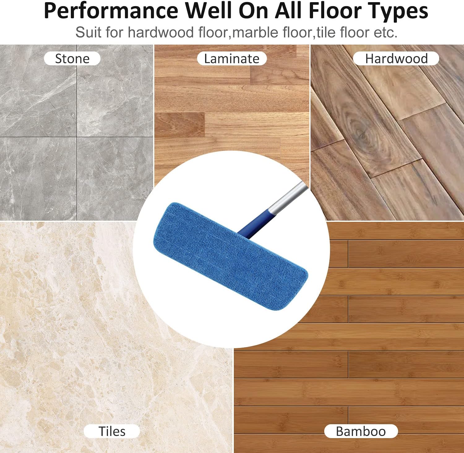 3 Pack Microfiber Mop Pads for Wet Dry Mop Replacement