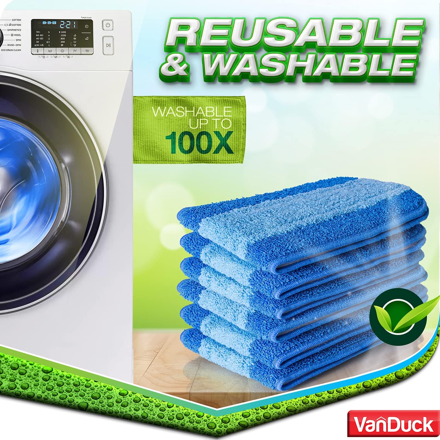 VanDuck Microfiber Mop Pads 3 Pack for Bona 18 Inch