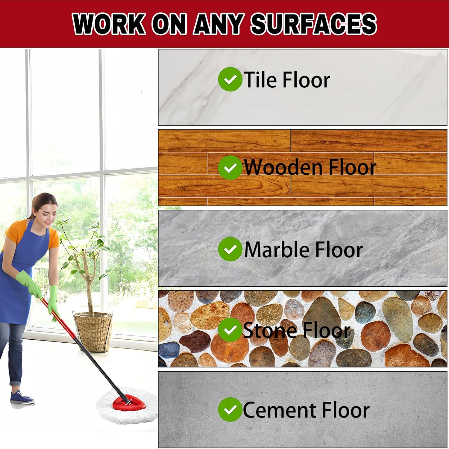 SUOSEC Spin Mop Replacement Heads 6Pack - Machine Washable Easy to Replace