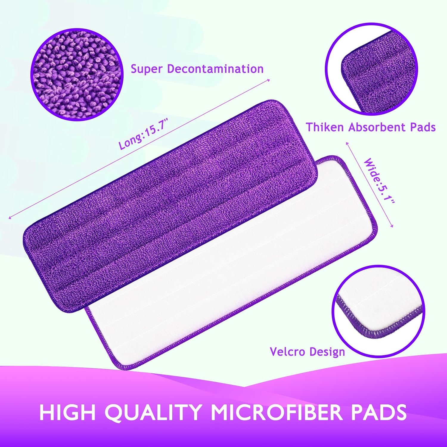 Yicotira Reusable Power Mop Refill Pads 5 Pack