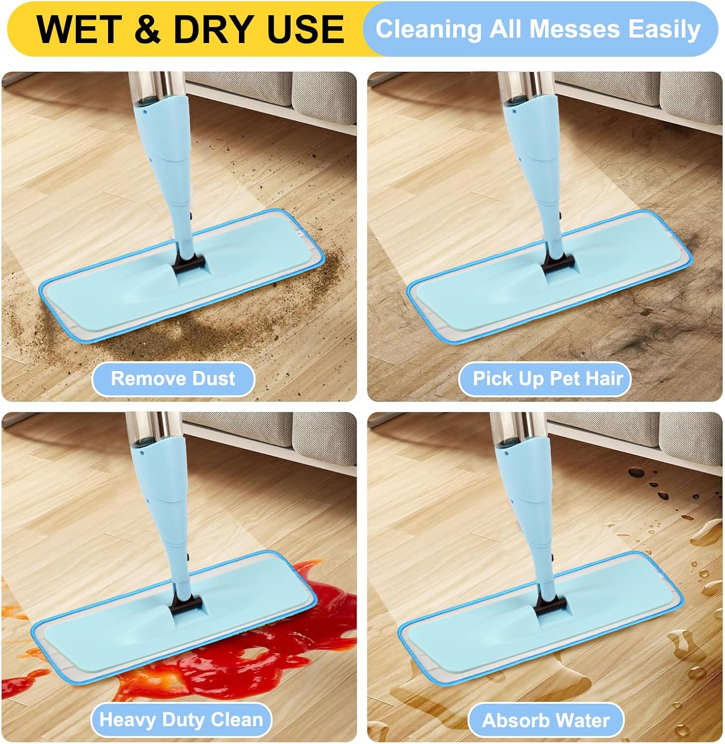 8 Pack 165 Inch Reusables Mop Pads for Bona System