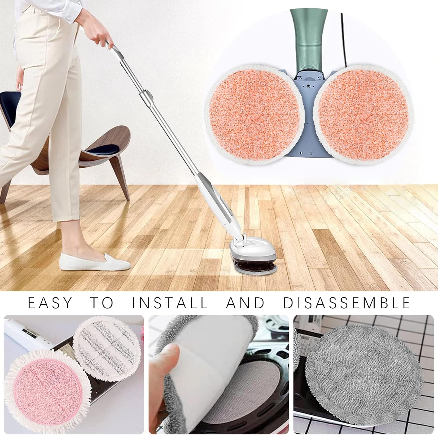 Bozdyru Electric Mop Pads 65 Inch 8 Pack