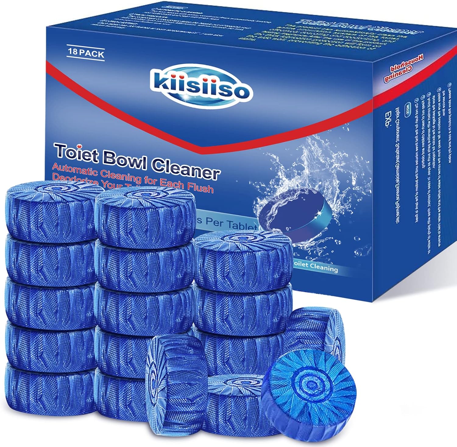 KIISIISO Automatic Toilet Cleaner Tablets 18 Pack Pine Scent