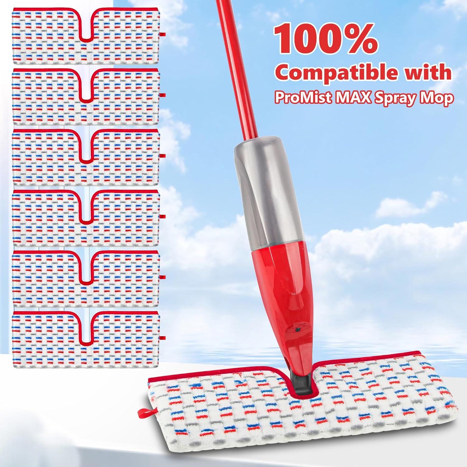 ILAVCOOL Microfiber Mop Pads 6 Pack Reusable Replacement for Promist MAX