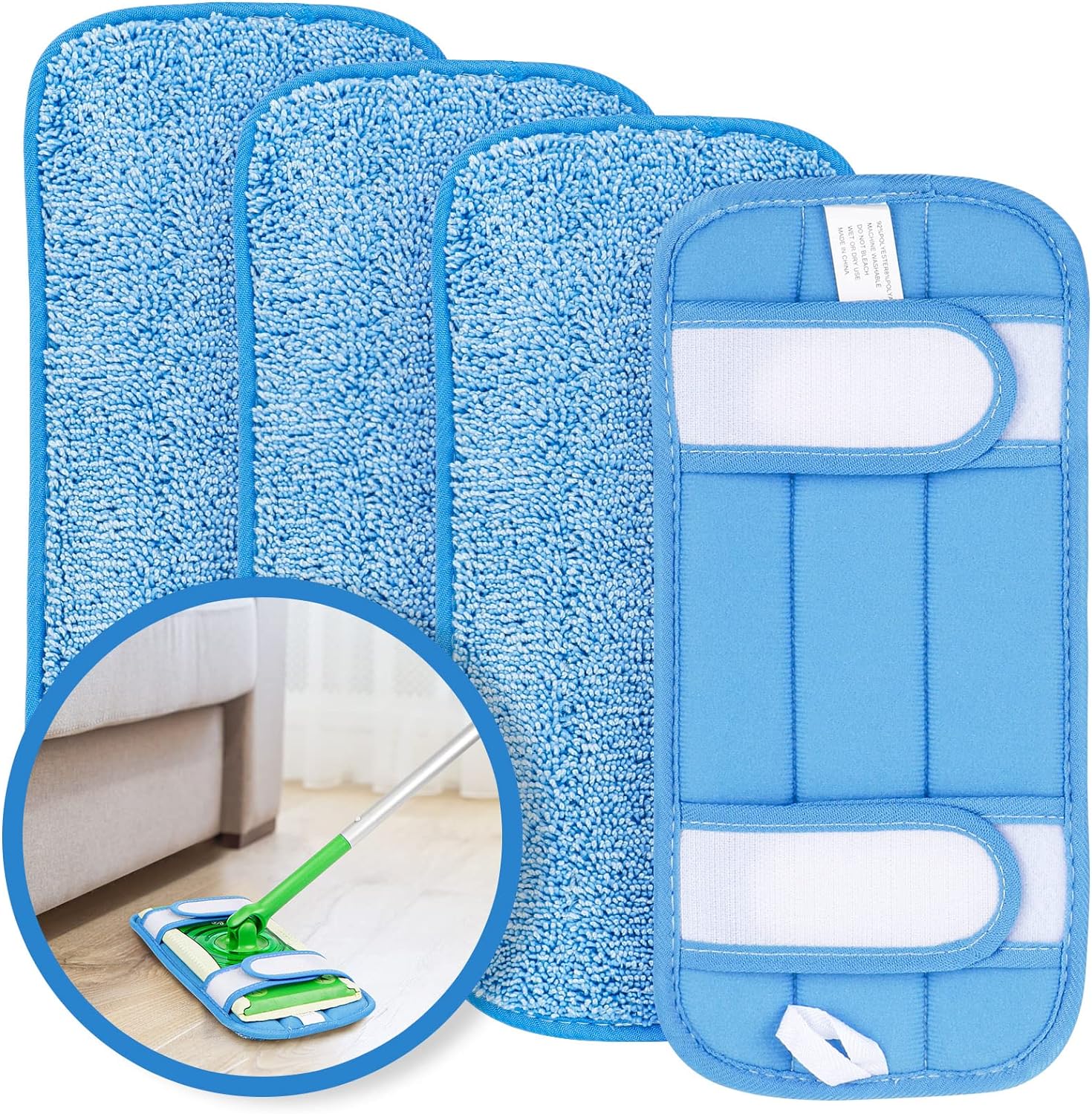 HOMEXCEL Microfiber Mop Pads - Swiffer Compatible 4 Pack Reusable Machine Washable