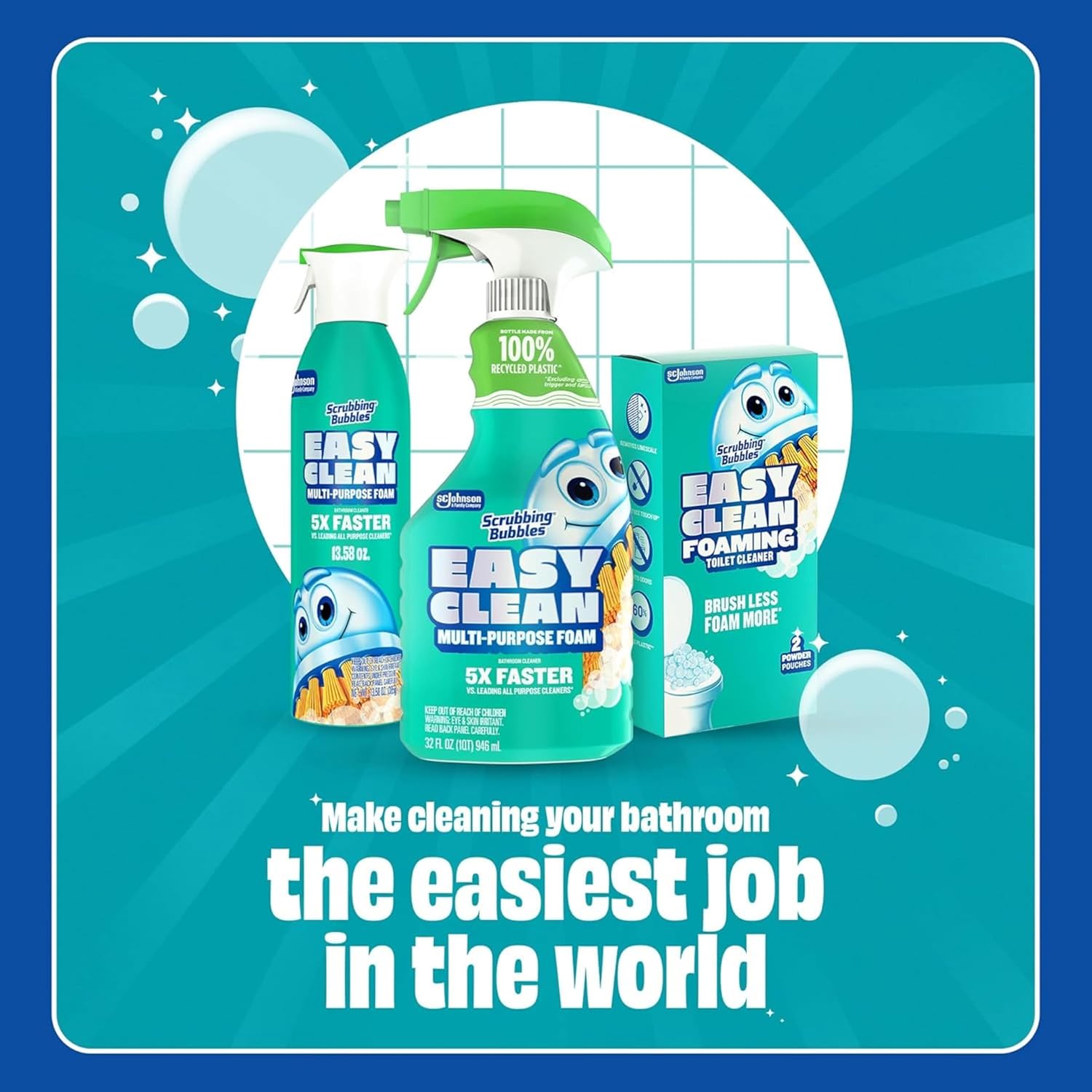 Scrubbing Bubbles Easy Clean Foaming Multipurpose Bathroom Cleaner Spray Pack of 2