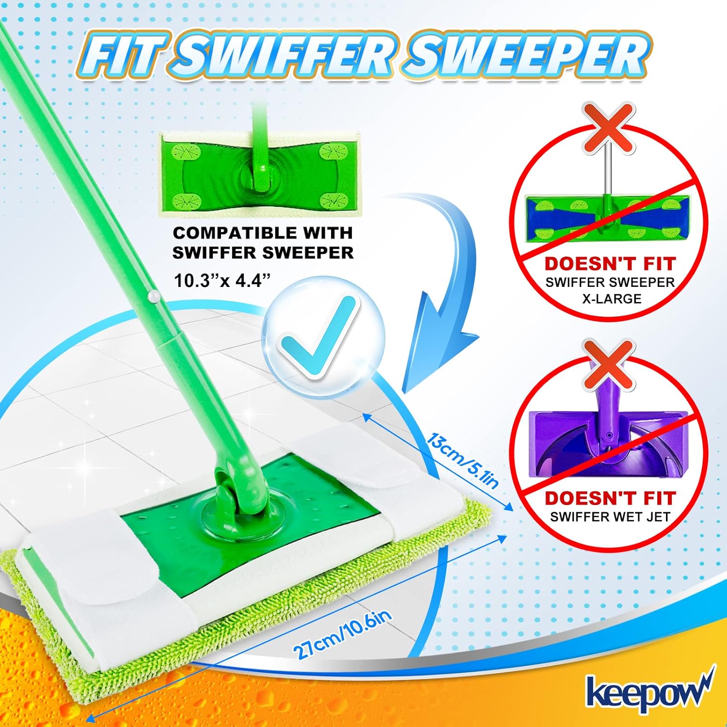 KEEPOW Reusable Mop Pads for Swiffer Sweeper Mop 6 Pack 1