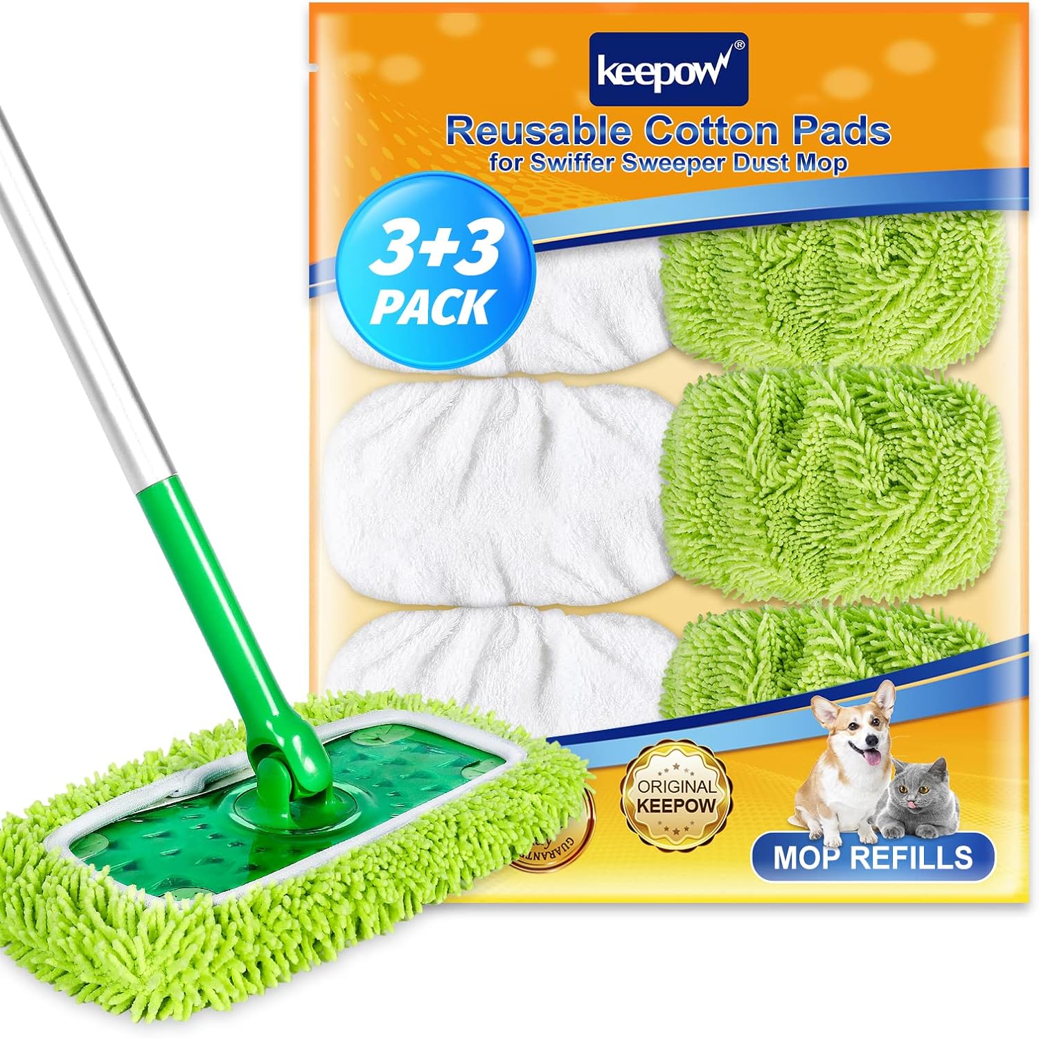 KEEPOW Reusable Mop Pads for Swiffer 6-Pack 1