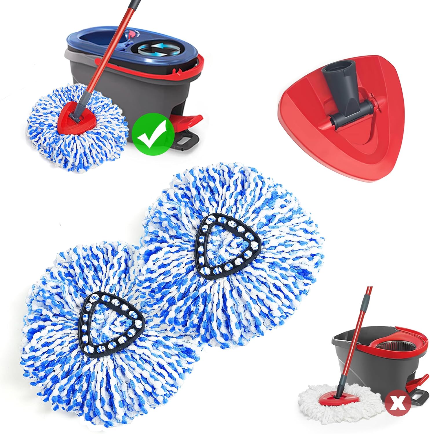 NEWE Mop Head Replacements 2 Pack for O-Cedar RinseClean 2