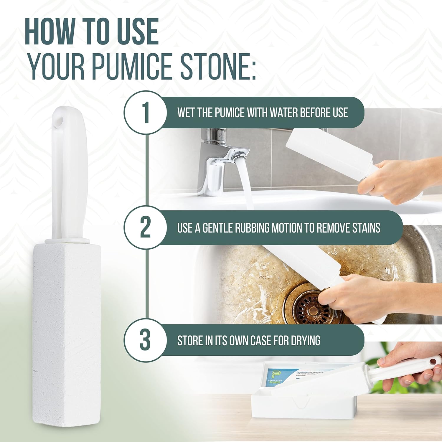 Powerstone Pumice Stone Toilet Cleaner with Handle - 1 Pack for Spotless Baths