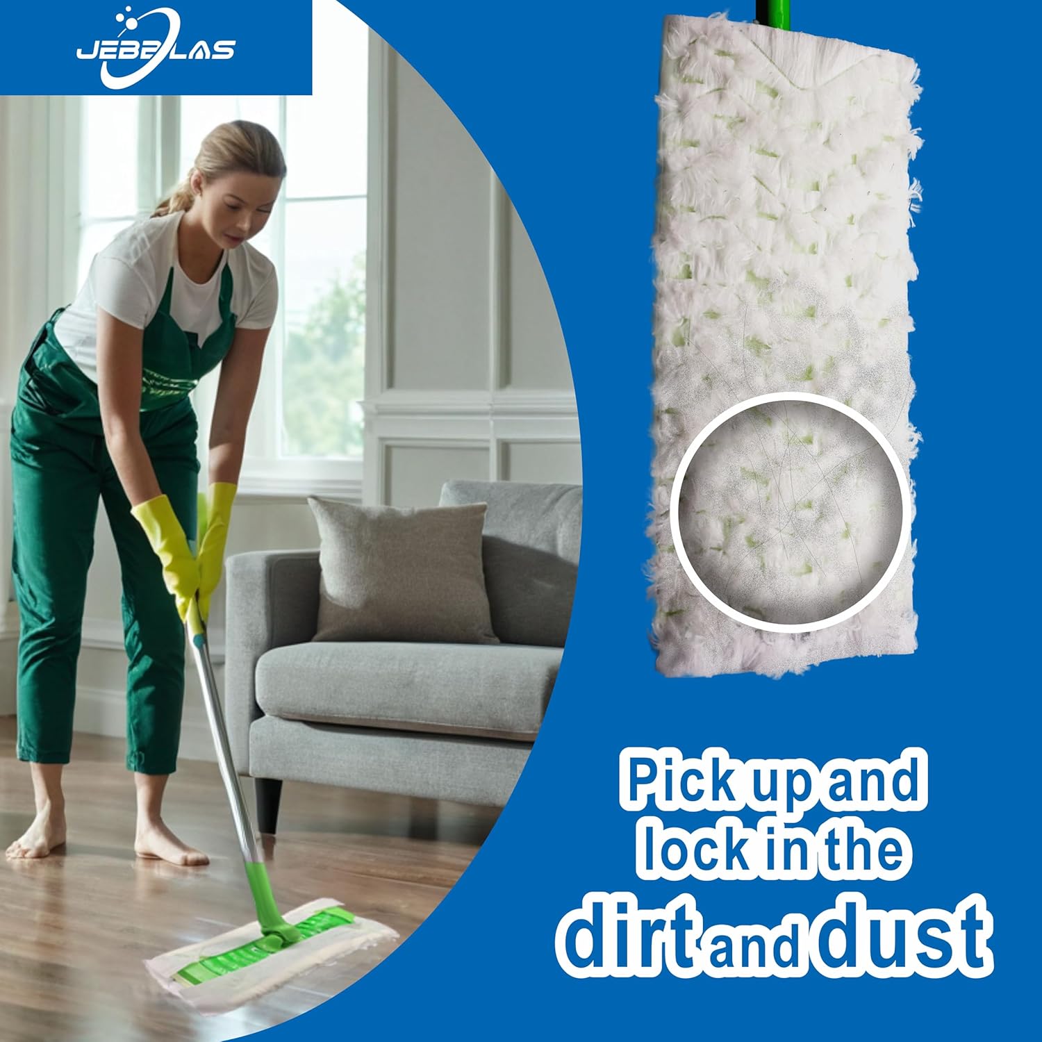 JEBBLAS Heavy Duty Mop Pads Refills - 40 Pcs Multi Surface