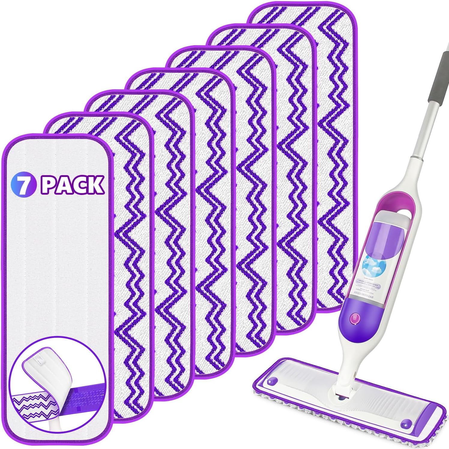 7 Reusable Swiffer PowerMop Refills - Microfiber Mop Pads