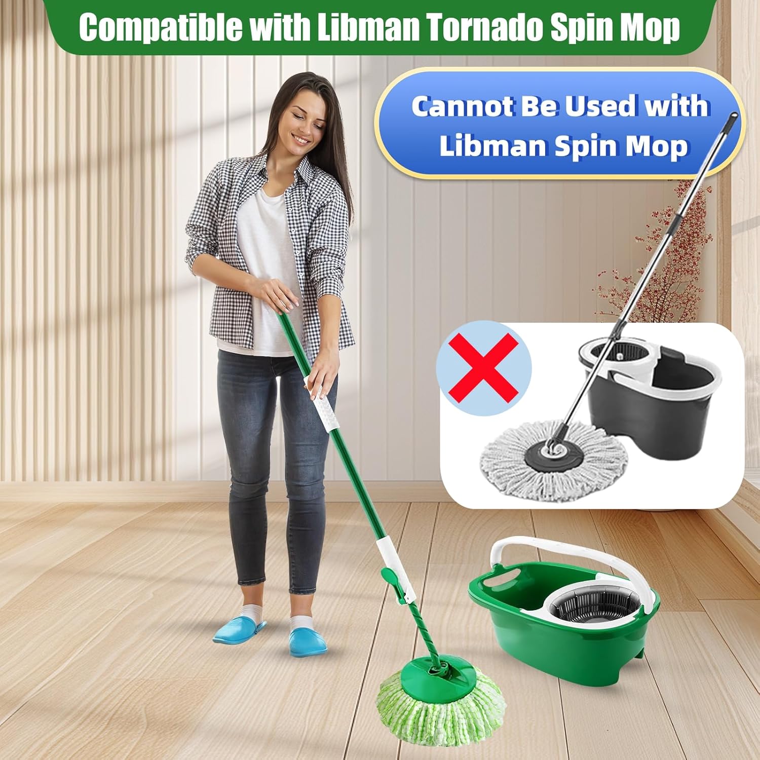 6 Pack Microfiber Mop Head Replacement for Libman Tornado Spin Mop
