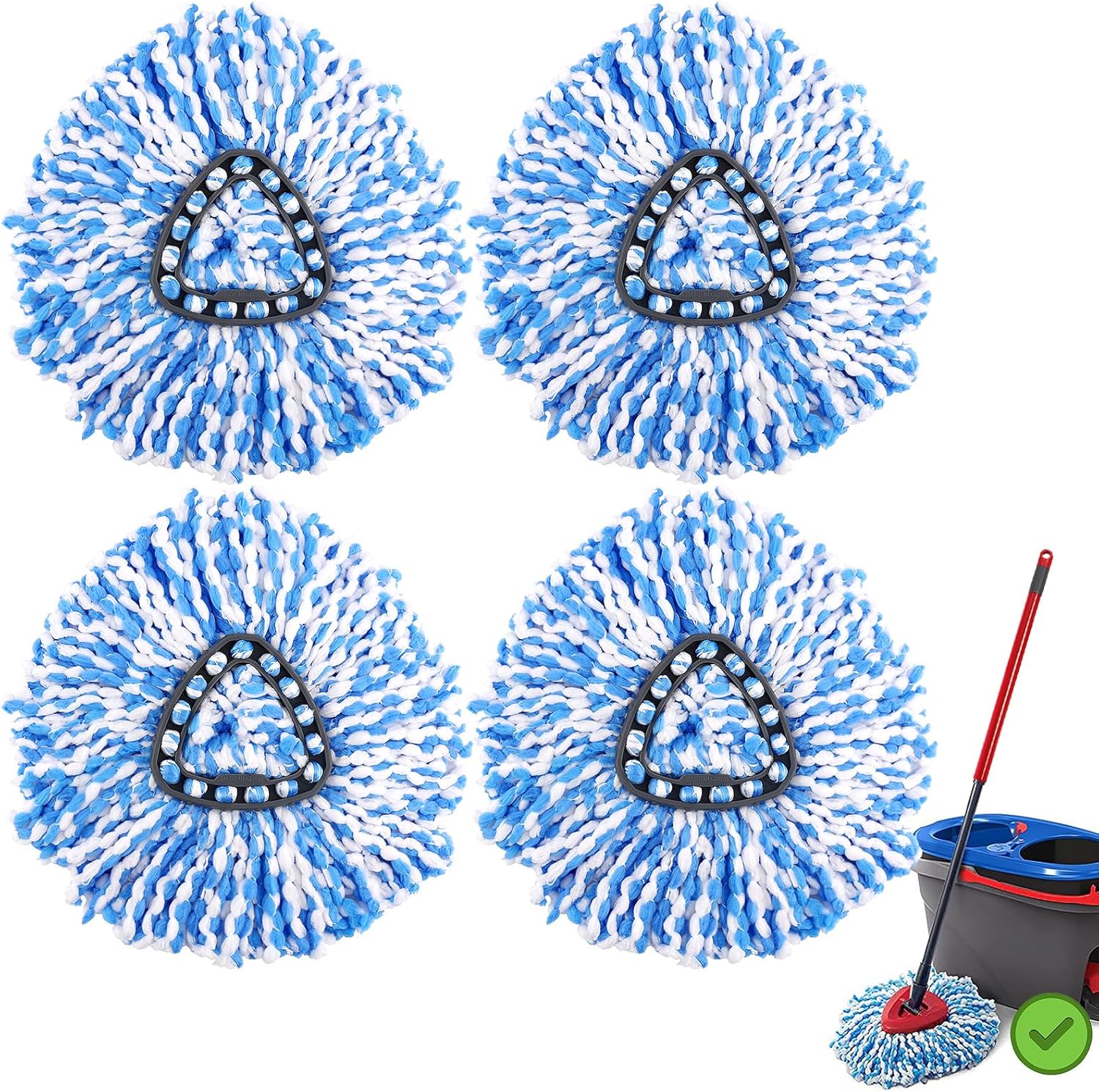 NICEMOVIC 4-Pack Mop Heads for O-Ceda RinseClean 2-Tank System