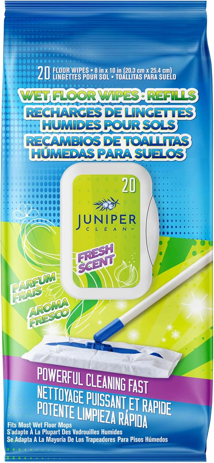 Juniper CLEAN Wet Floor Wipes 20 Count Multi-Surface Refill