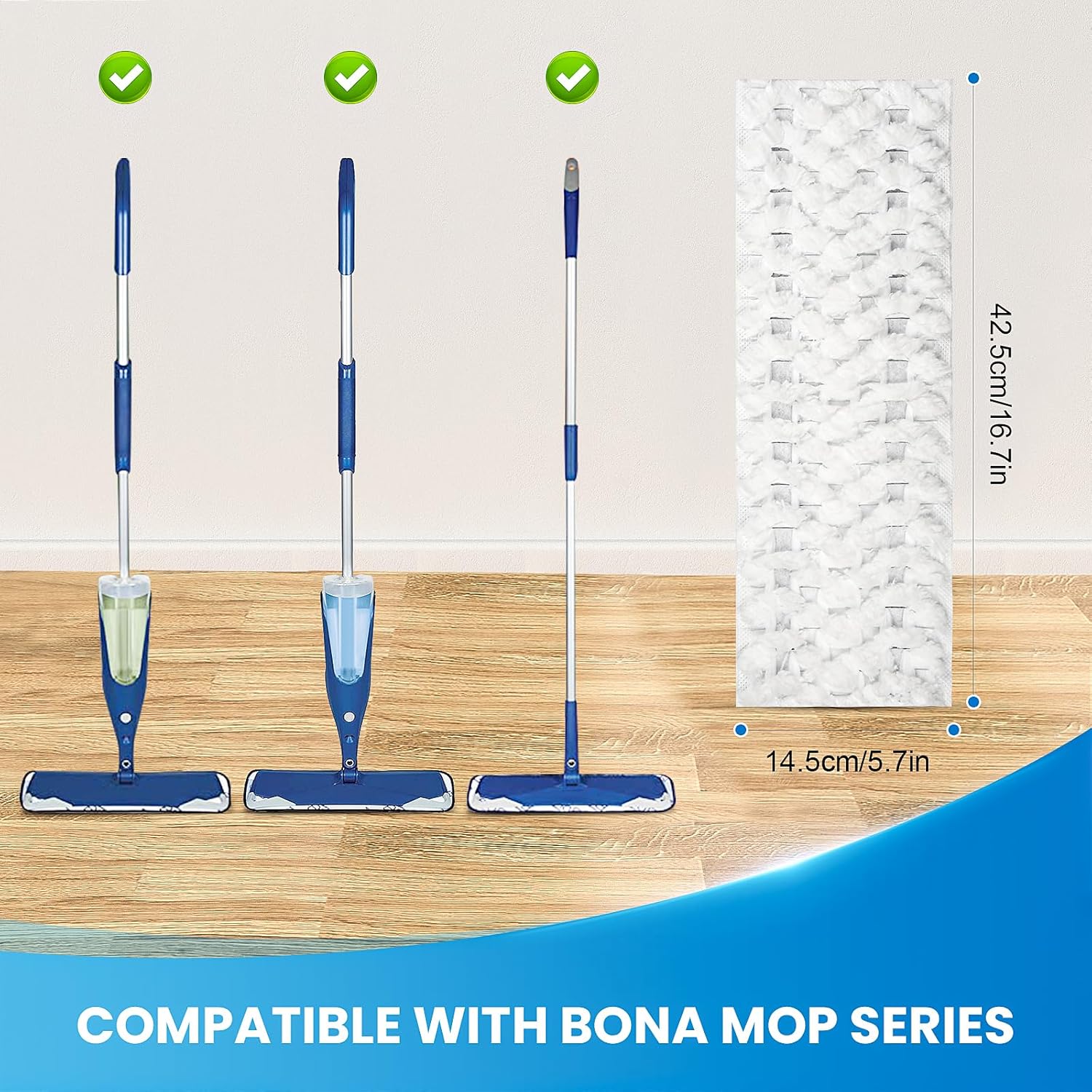 50 Pack Disposable Microfiber Mop Pads for Bona Mop Series