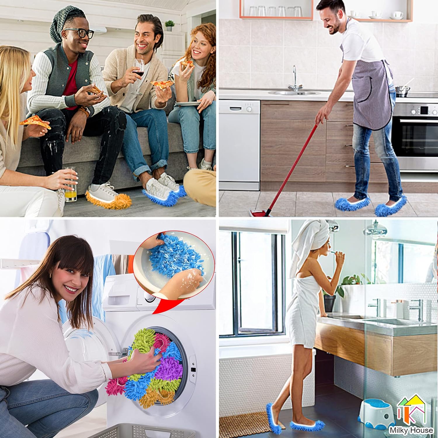 Milky House 10 Piece Microfiber Mop Slippers