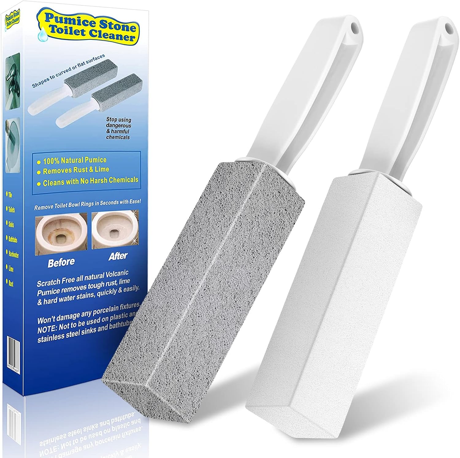 Laiyeoy Toilet Bowl Pumice Stone 2Pack - Rust Lime Remover