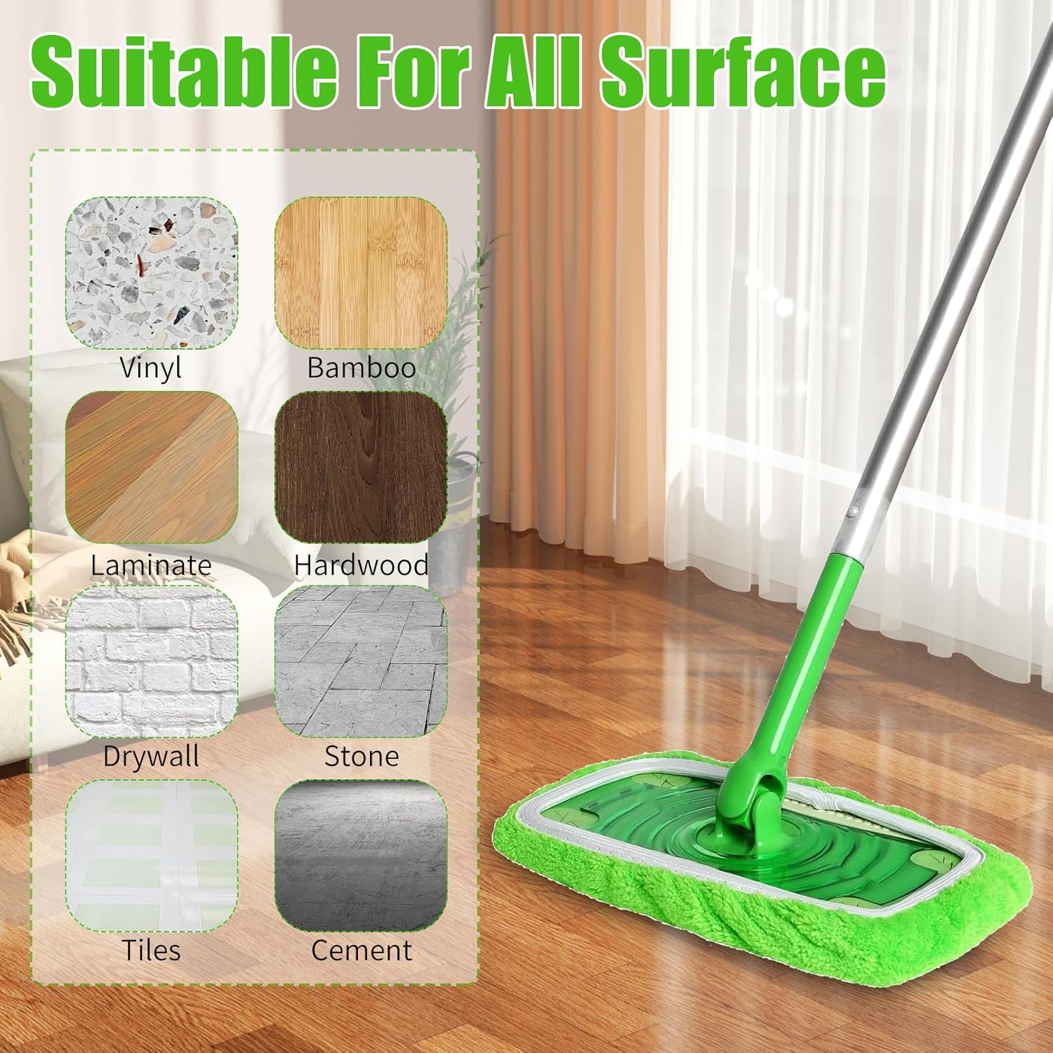 6 Pack Reusable Microfiber Mop Pads for Swiffer Sweeper Mop