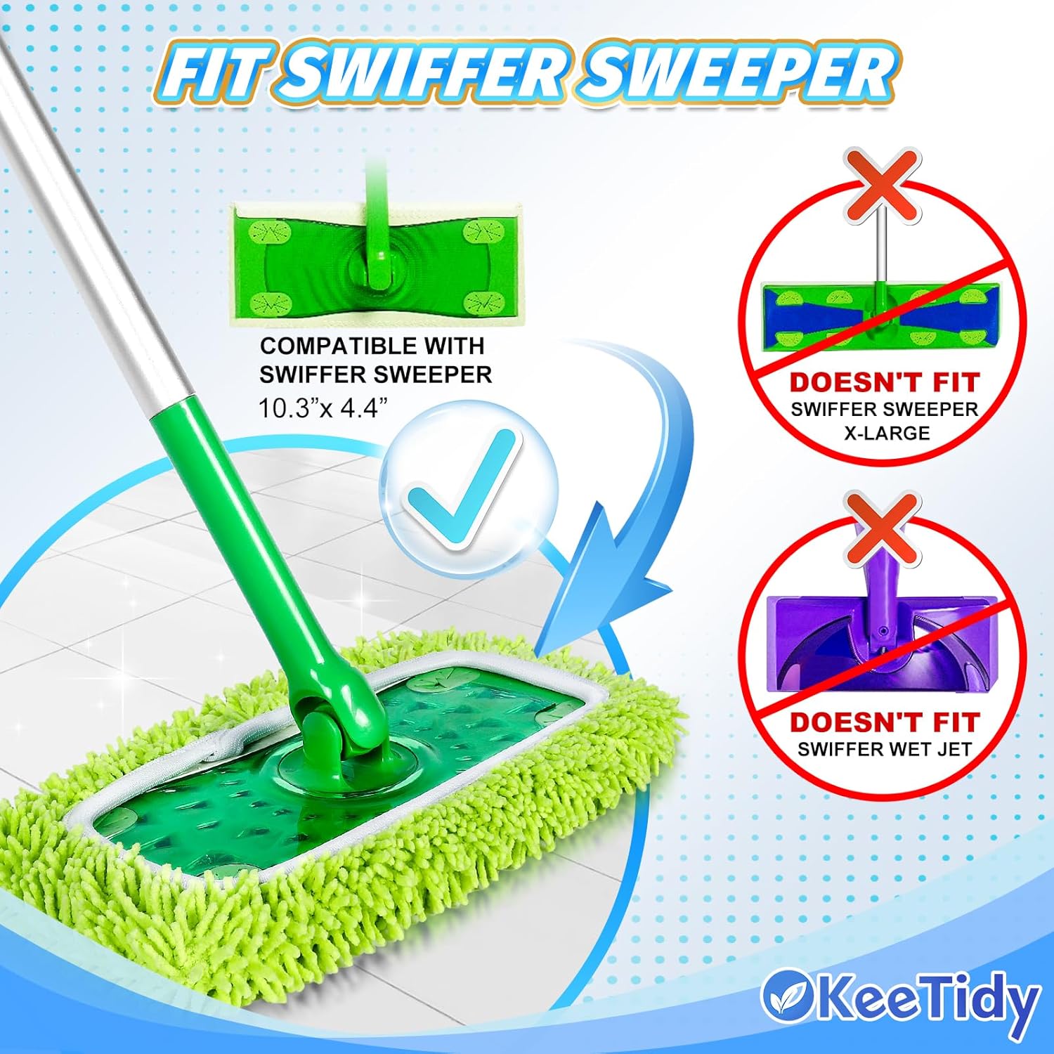 KeeTidy Reusable Mop Pads 3 Pack for Swiffer Sweeper 1