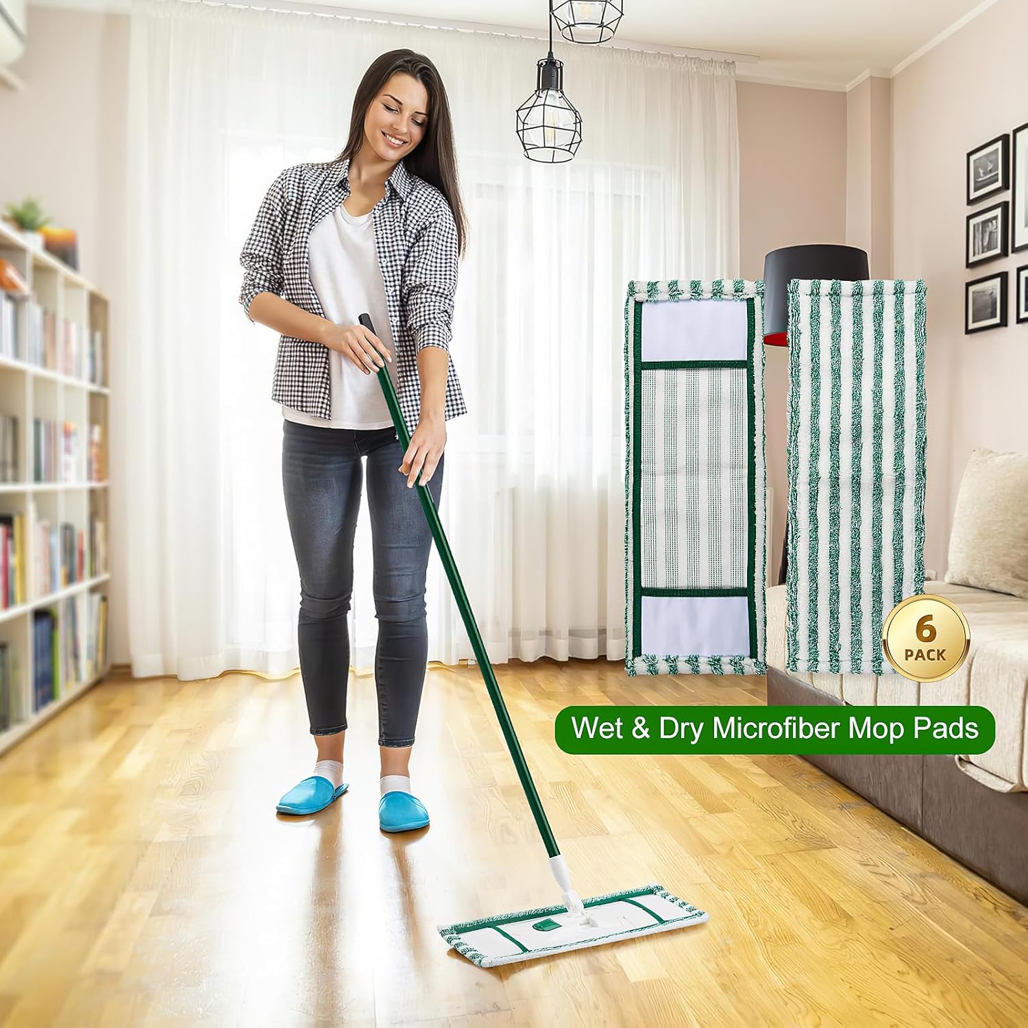 NIXOOT 6 Pack Microfiber Mop Refill Pads